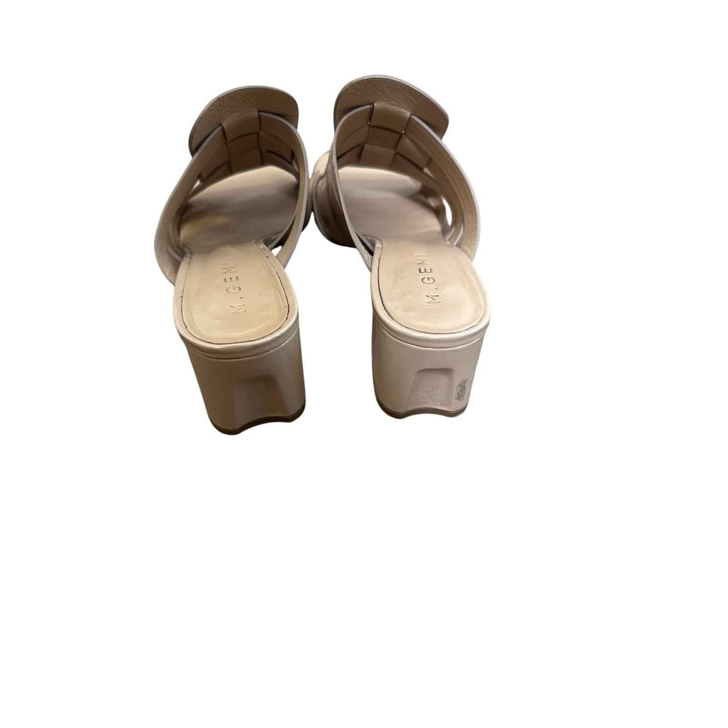 M. Gemi Mare Mule Tan Patent Woven Sandals Sz 39.5