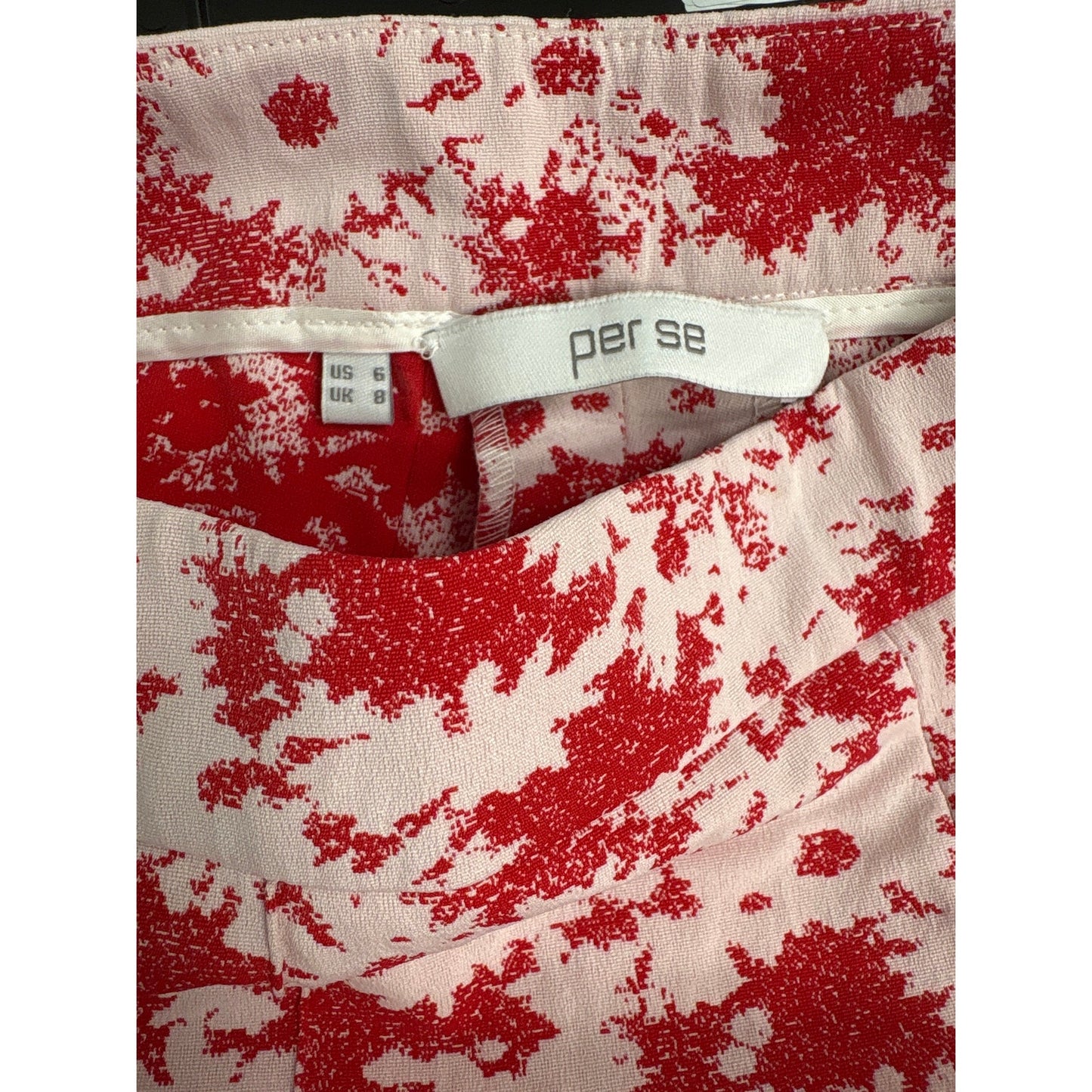 Per Se Red&White Flower Print Straight Leg Pants Sz 6
