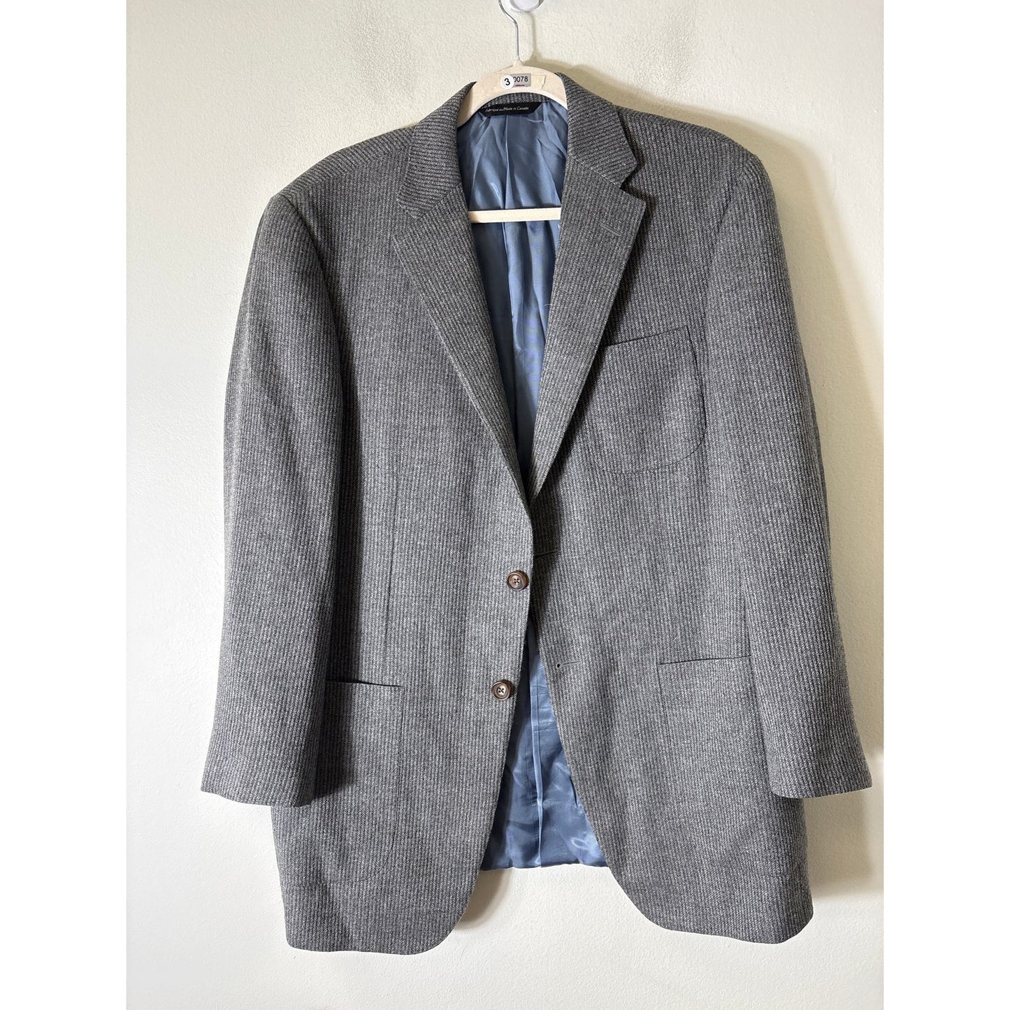 Men's Plainclothes Gray Wool and Cashmere Long Sleeve Winter Blazer Sz 40