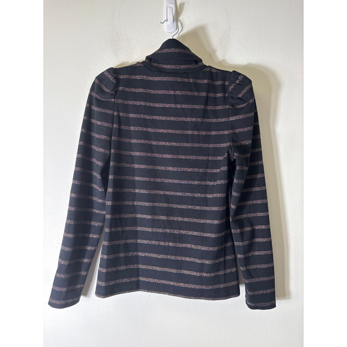 Veronica Beard Black Long Sleeve Mock Neck Top Sz M