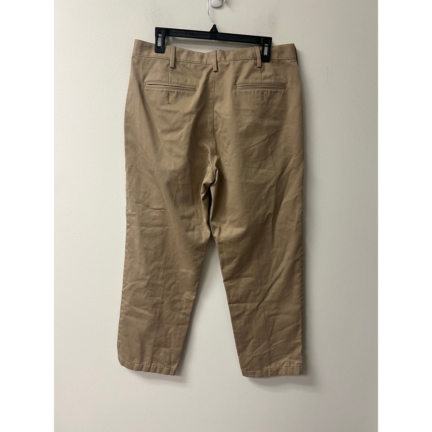 Men's Lands End Khaki Flat Front Pants Sz 34