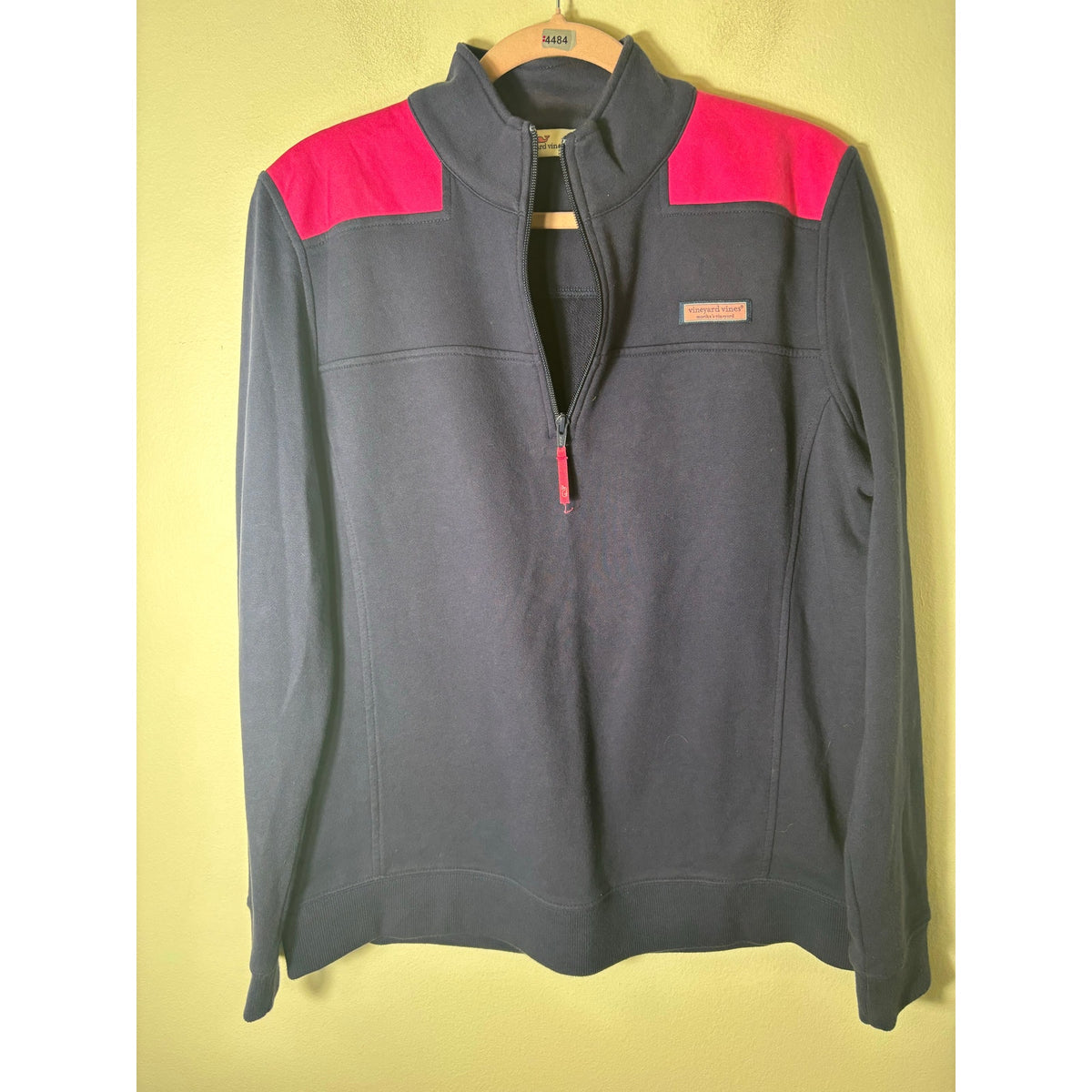 Vineyard Vines Navy and Pink 1/4 Zip Pullover Sz L