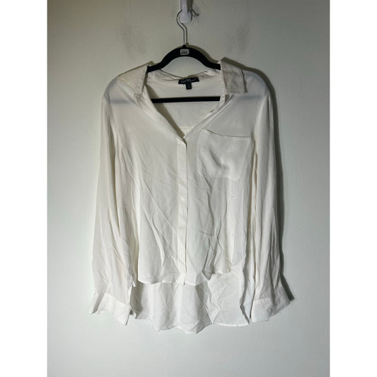 Velvet Heart White Button up Long Sleeve Collared Shirt Sz M