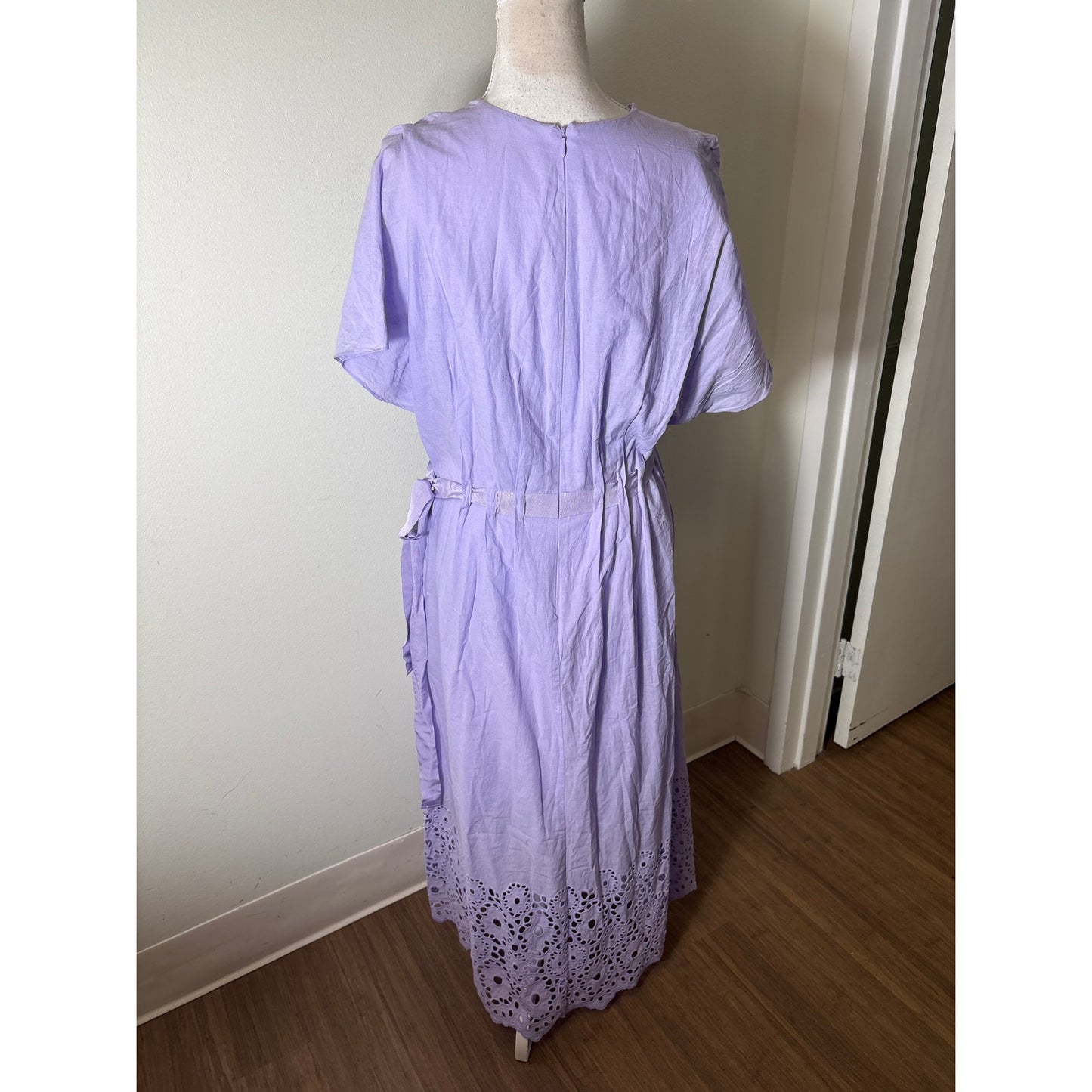 Pearl by Lela Rose Lavendar V Neck Flutter Sleeve Maxi Dress Sz 10