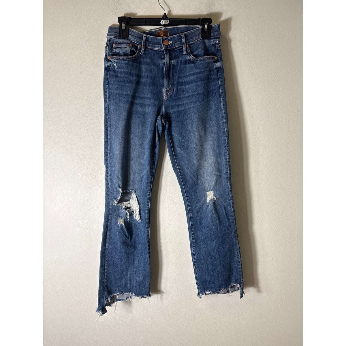Mother Medium Wash The Insider Crop Step Chew Blue Jean Sz 28