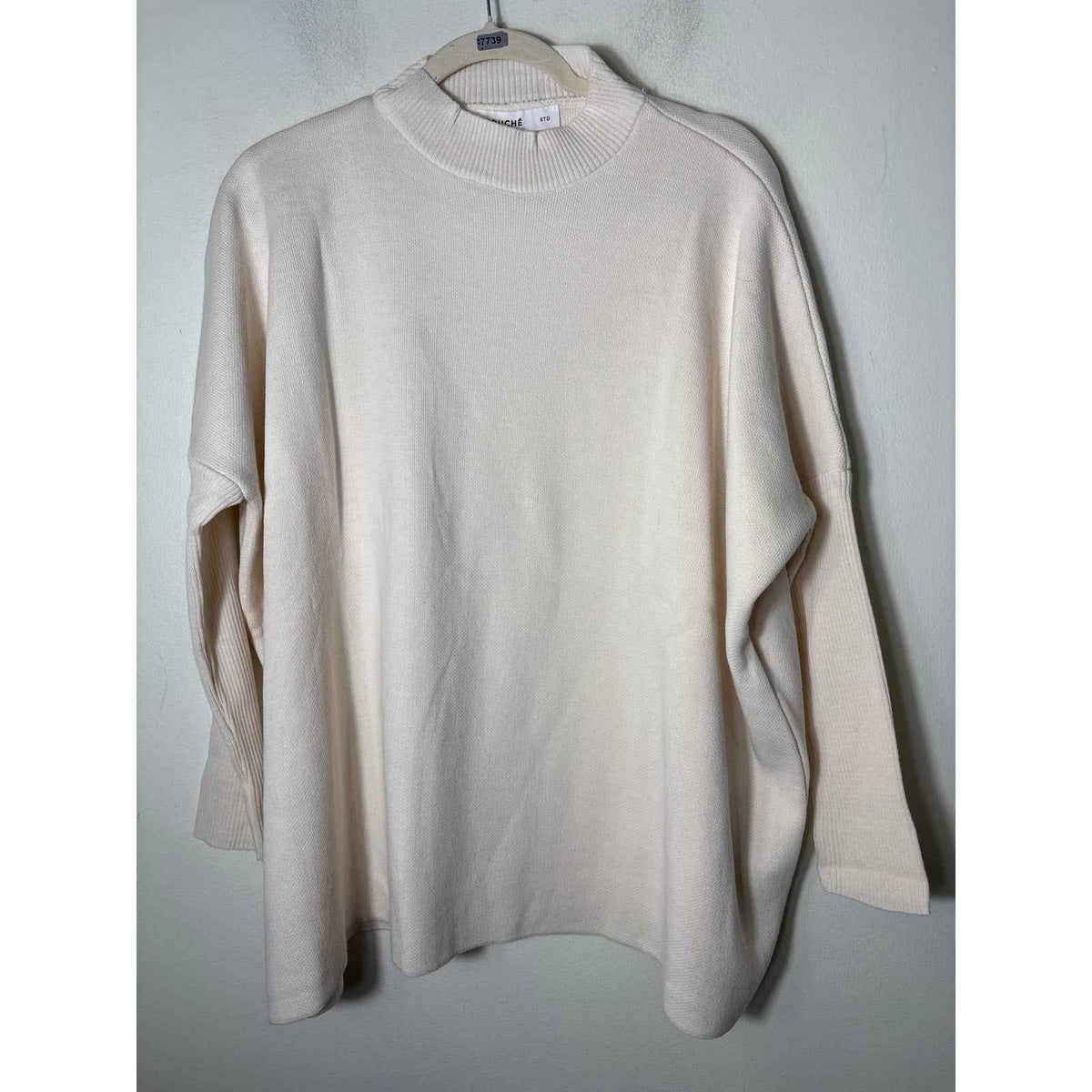 Touche Cream Mock Neck Slouchy Sweater Sz M