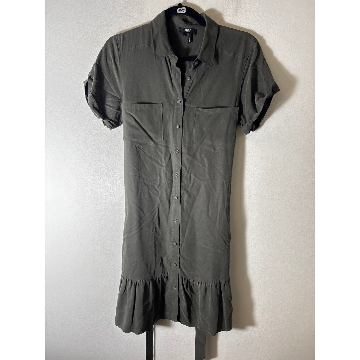 Paige Charcoal Gray green
 Short Sleeve Button Up Dress sz S