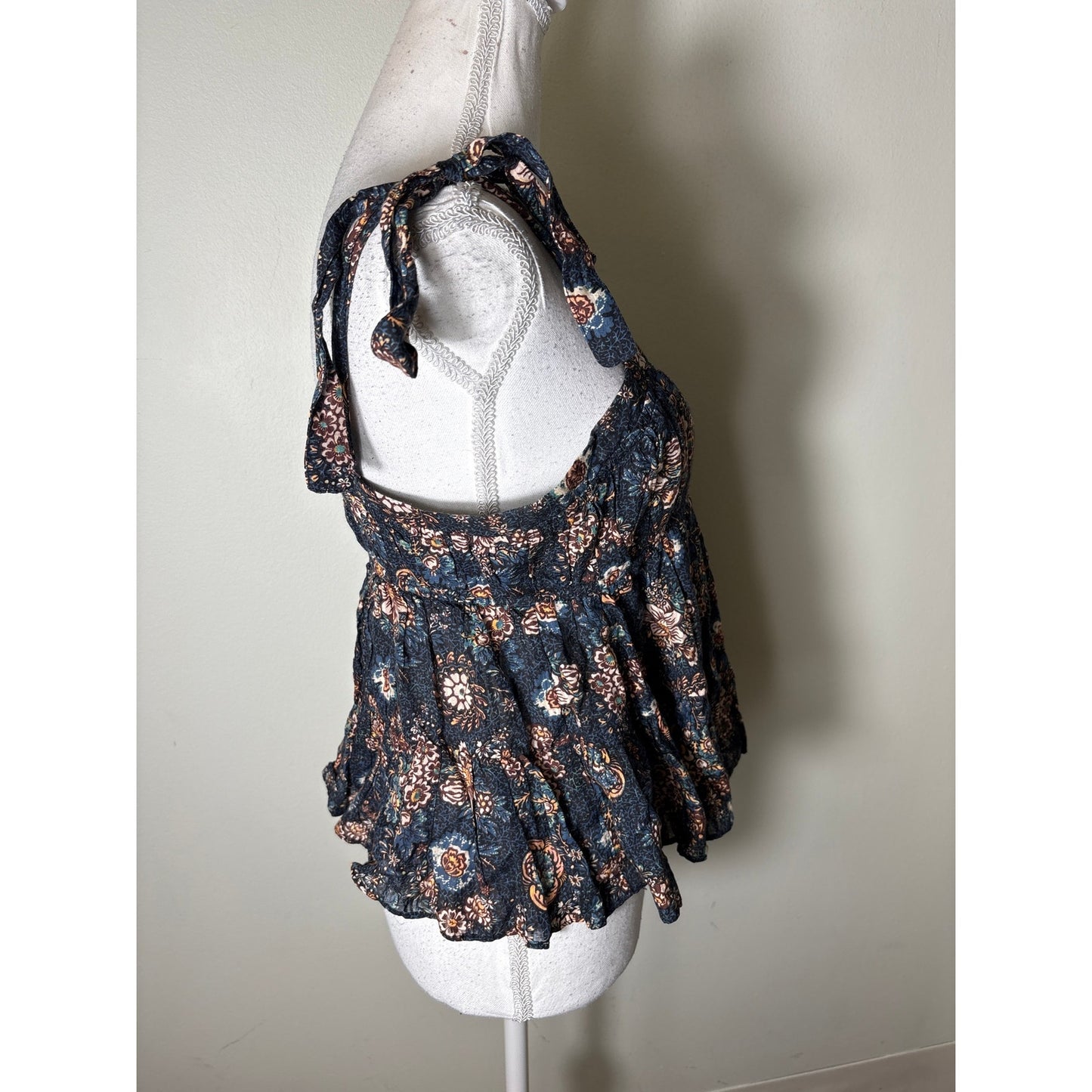 Ulla Johnson Dark Blue Cotton Shoulder Tie Top Sz 4
