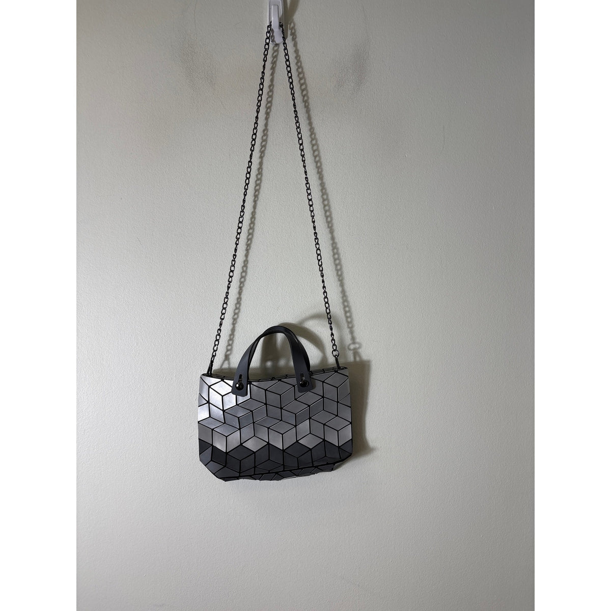Patrizia Luca Geometric Silver Matte Purse 11"x8"