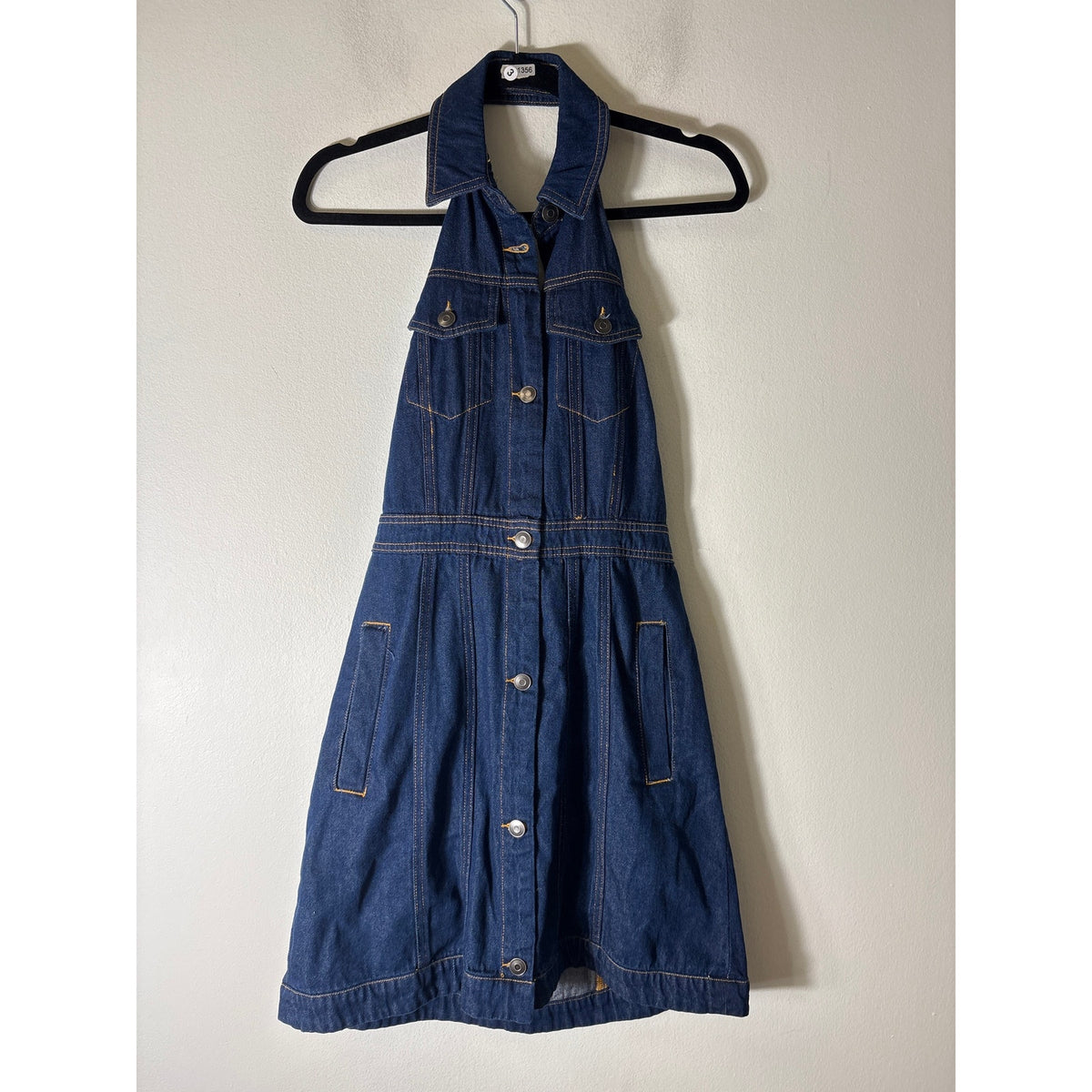 Future Collective Dark Denim Halter Knee Length Dress sz 4
