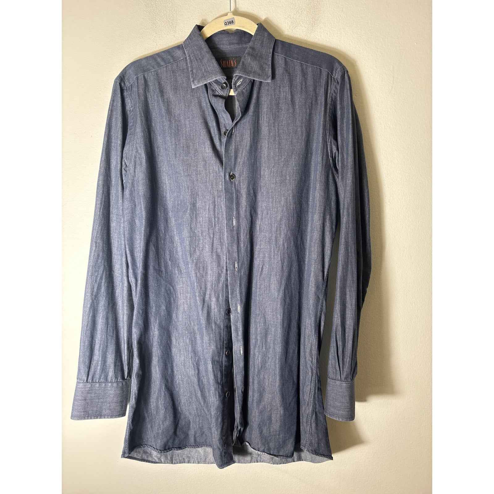 Men's Shaia's Dark Blue Long Sleeve Button Down Shirt Sz L