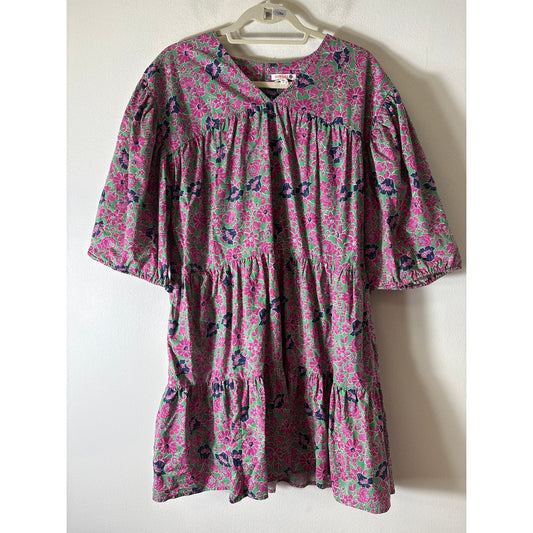 Sundry Pink and Greeen Floral Tiered Dress Sz 0