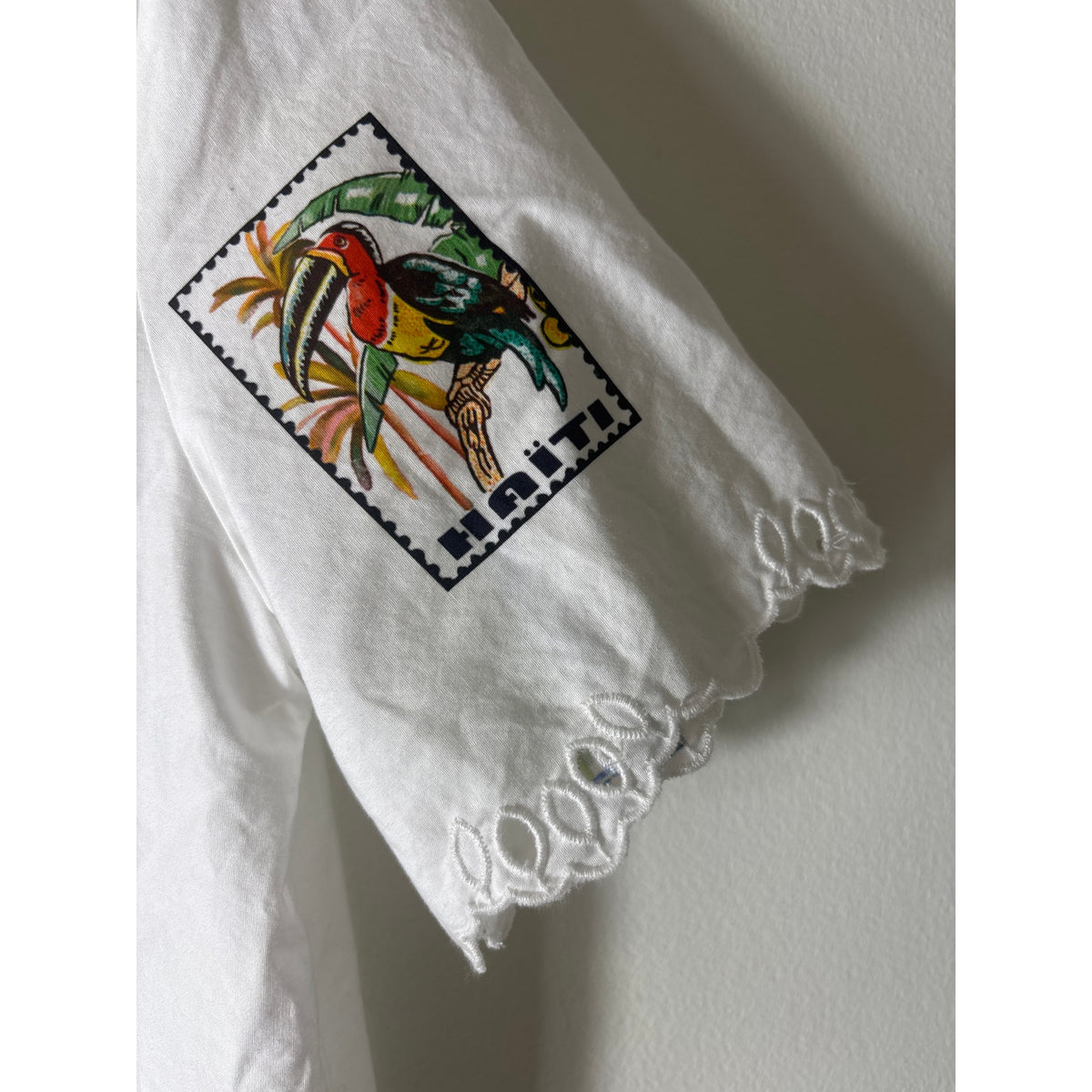 Desigual White Eyelet Short Sleeve Resort Wear Shirt Sz S