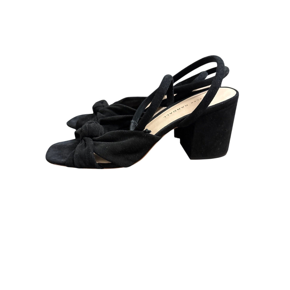 Loeffler Randall Black Suede Knotted Ankle Strap Winter Sandal Sz 8.5