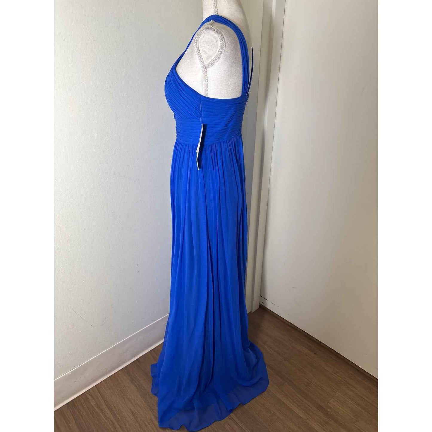 NWT Aiden Mattox Cobalt Blue Halter Style Floor Length Gown Sz 2
