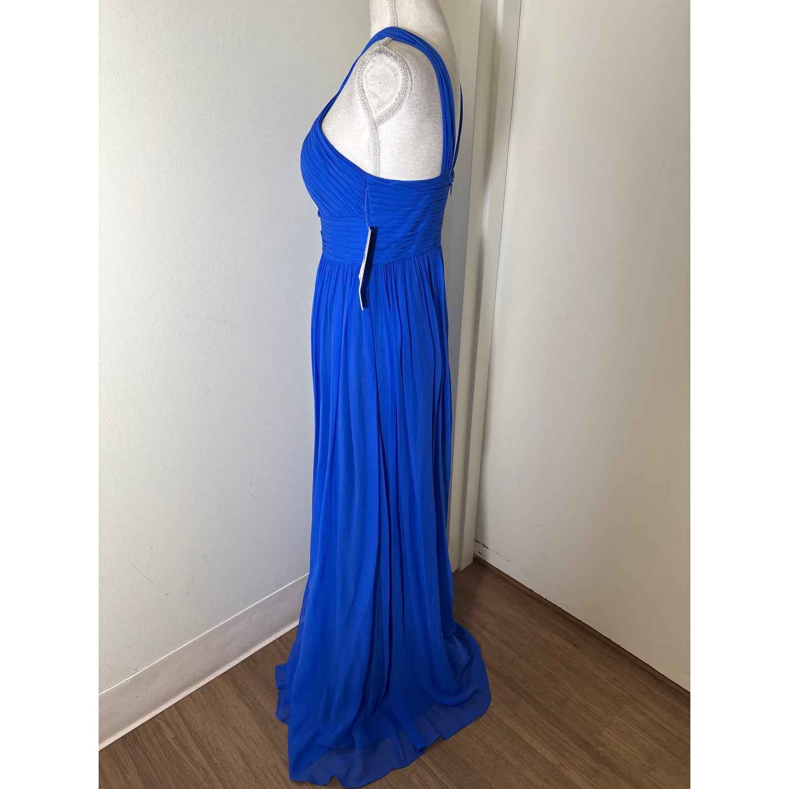 NWT Aiden Mattox Cobalt Blue Halter Style Floor Length Gown Sz 2