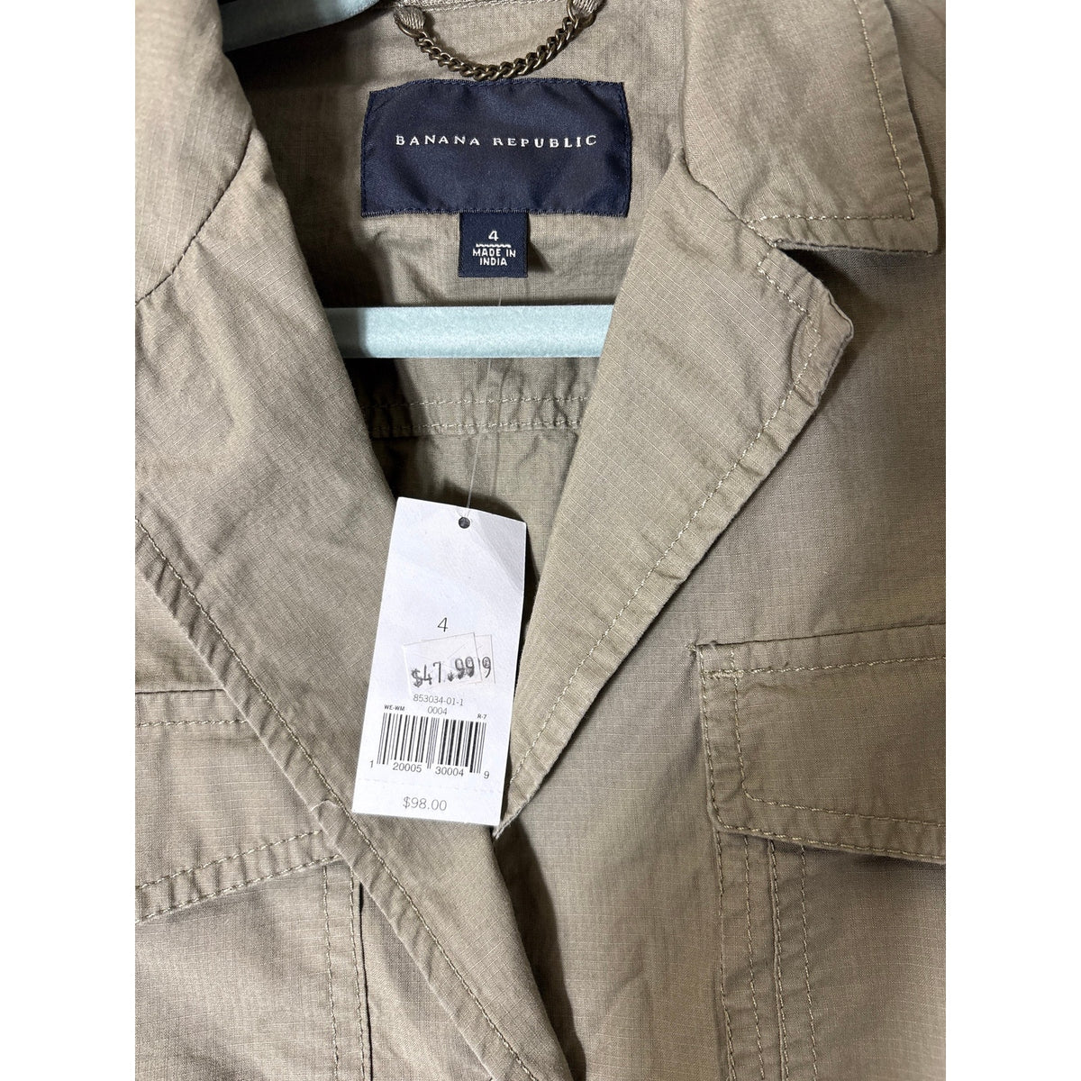 NWT Banana Republic Olive Green Long Sleeve Cropped Jacket Sz 4