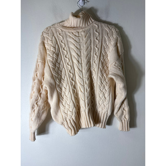 Pringle of Scottland Cream Long Sleeve Cable Knit Sweater Sz M