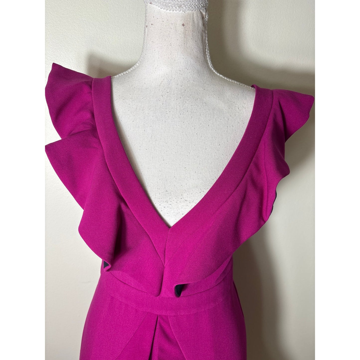 Aijek Magenta V-Neck Flutter Sleeve Special Occasion Dress Sz 1