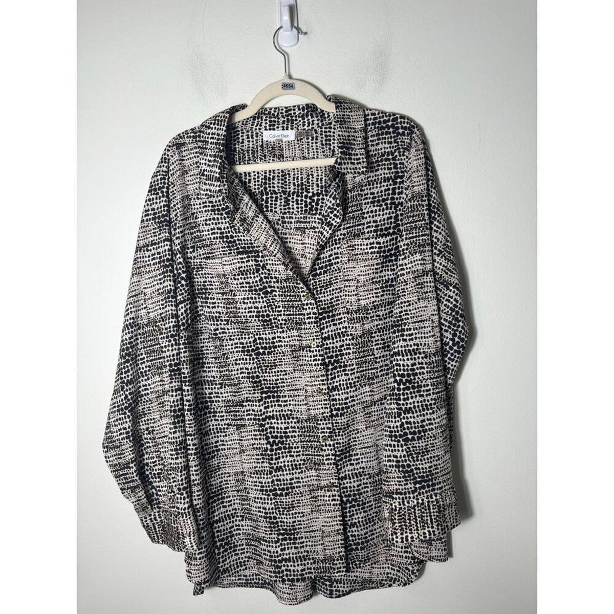Calvin Klein Black White Print Long Sleeve Shirt Size 2X