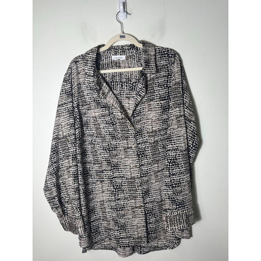 Calvin Klein Black White Print Long Sleeve Shirt Size 2X