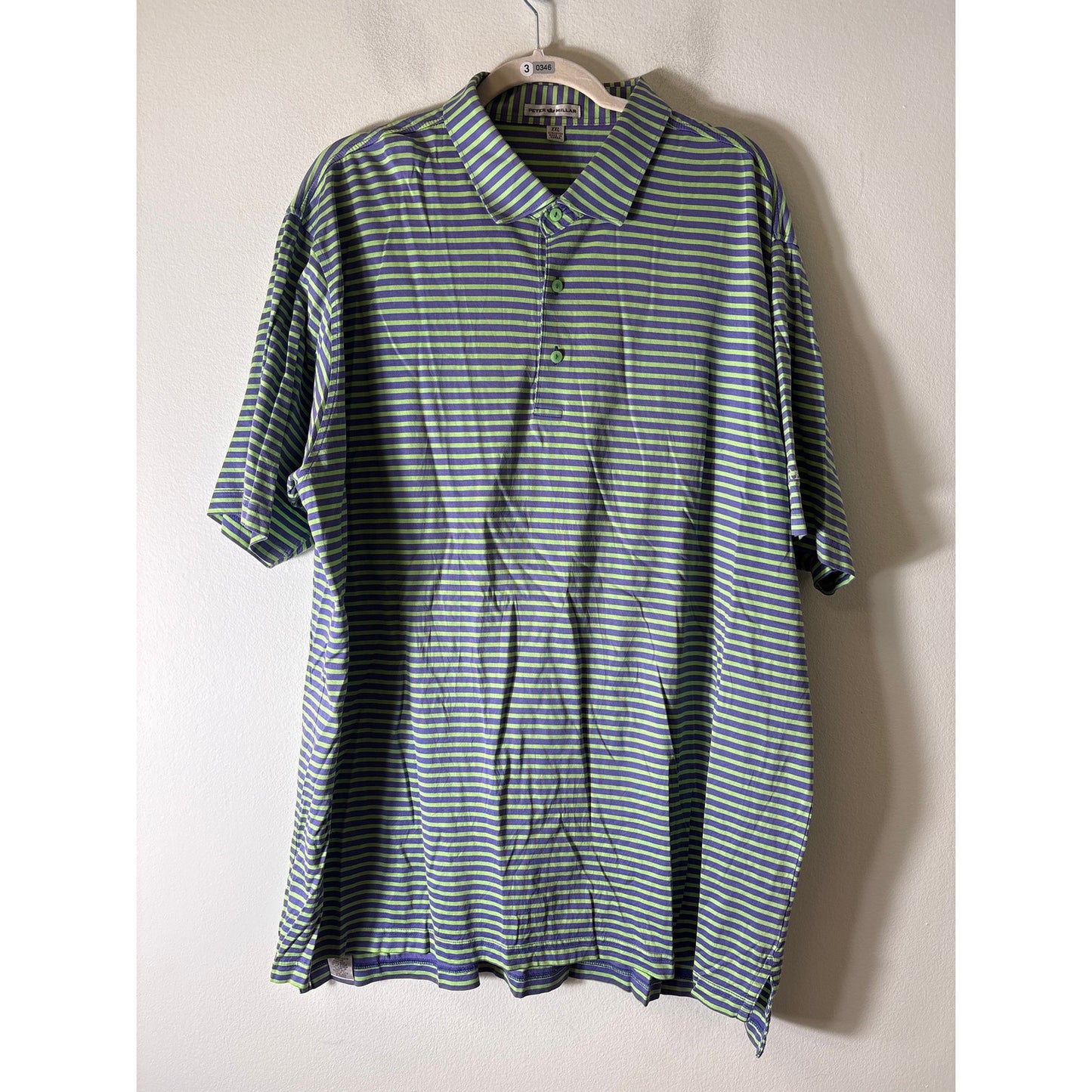 Mens Peter Millar Purple and Green Stripe Polo Sz XXL