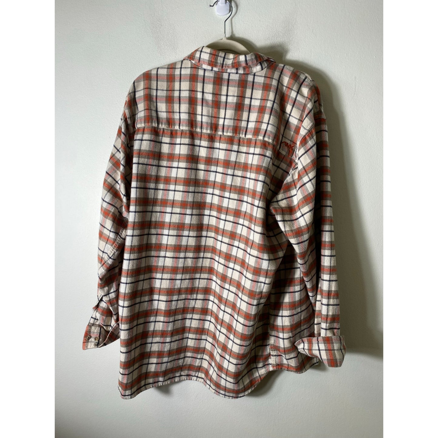 Men's Mountain Khakis Orange Checked Button Down Sz L