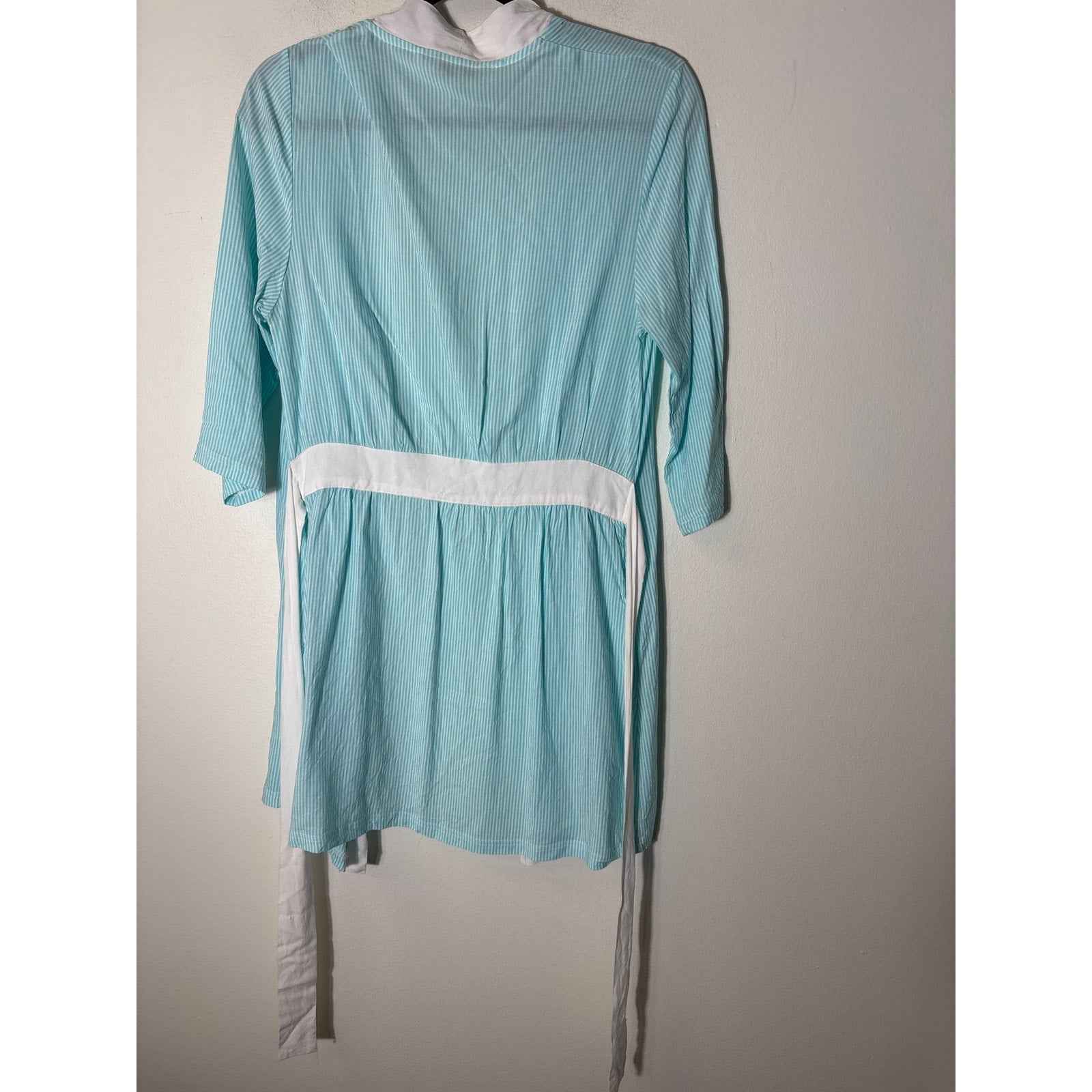 The royal standard The Catalina Collection Teal and White Stripe Short Robe S/M