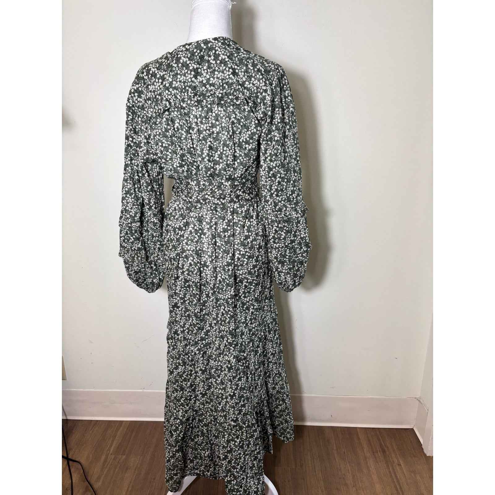 Apiece Apart Green Floral Maxi Dress Sz S