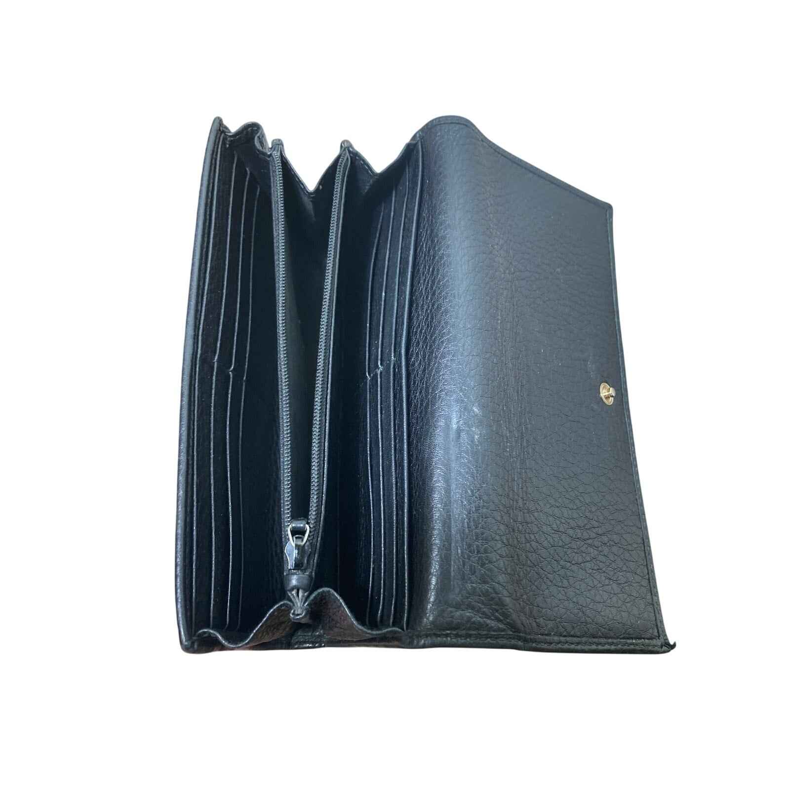 Gucci Black Leather Snap Closure Wallet with Dust Bag