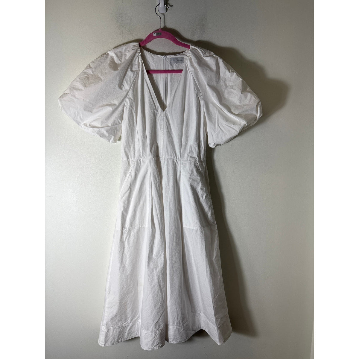 Rebecca Valance Crisp White Short Puff Sleeve A-Line Dress Sz 6