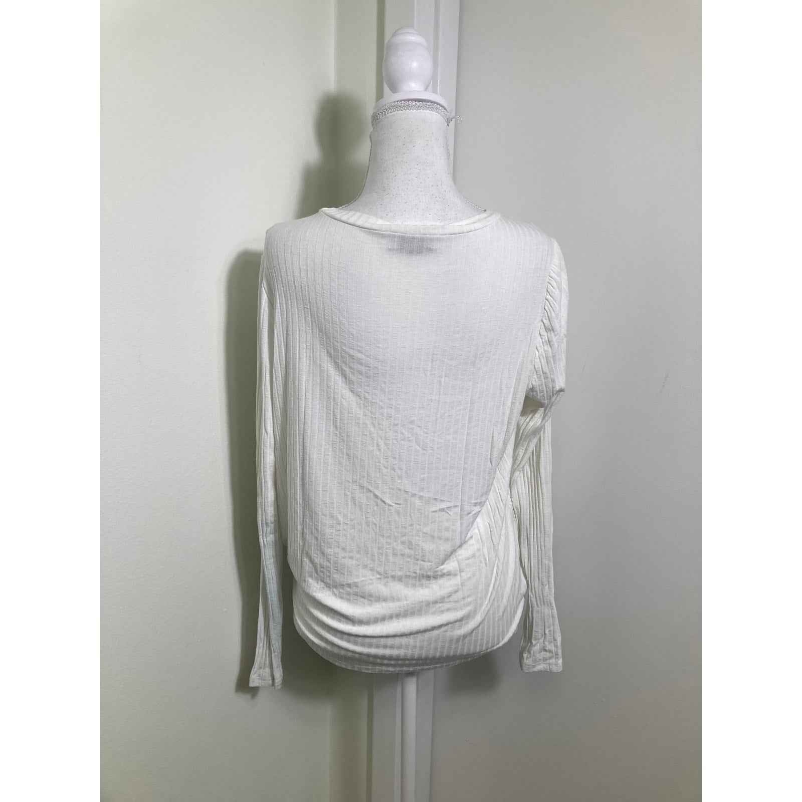 Lola & Sohie White Layered Front Long Sleeve Shirt Sz S
