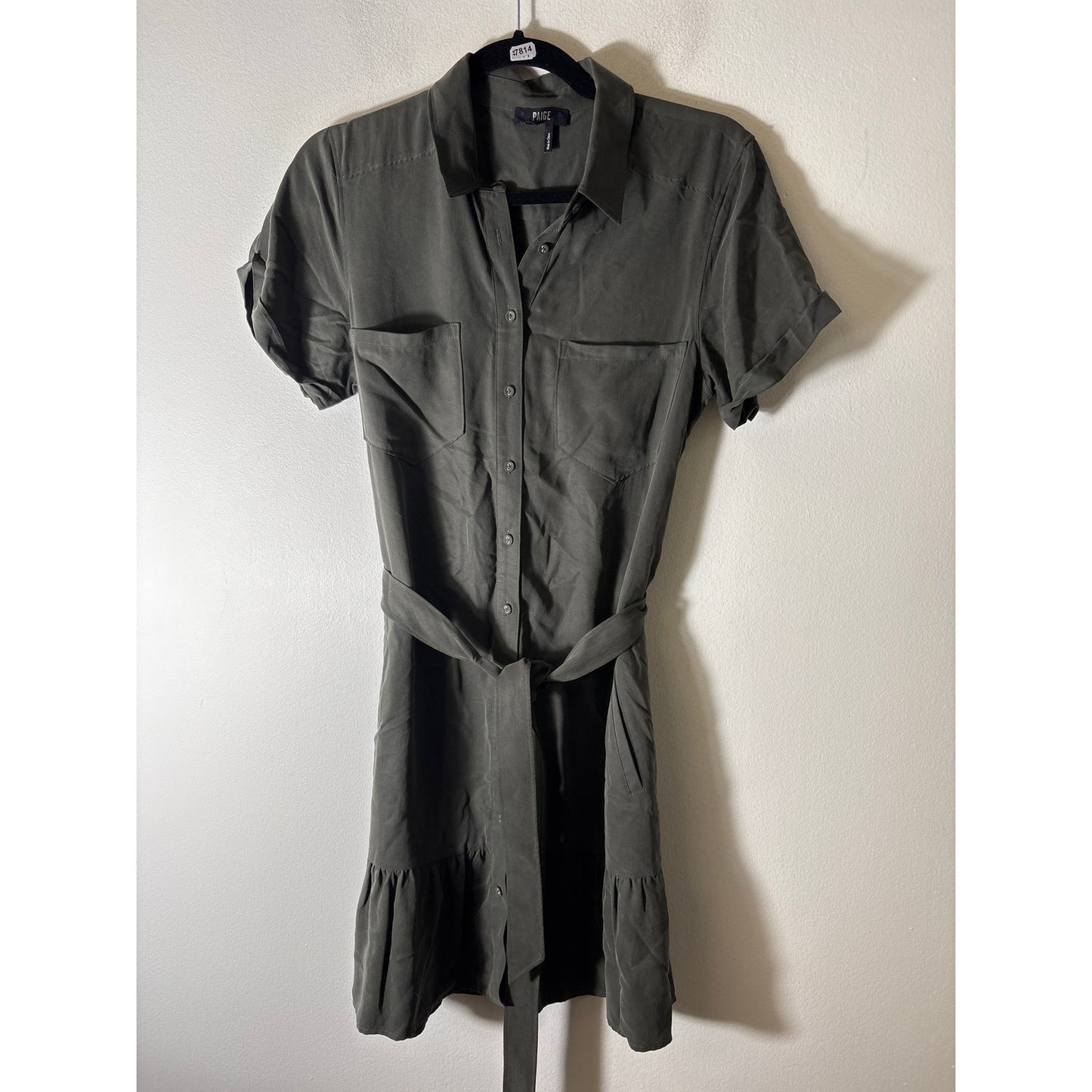Paige Charcoal Gray green
 Short Sleeve Button Up Dress sz S