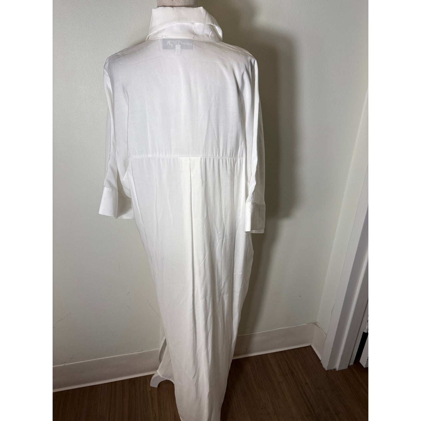 Bognar Blu White Button Up Shirt Maxi Dress Sz L