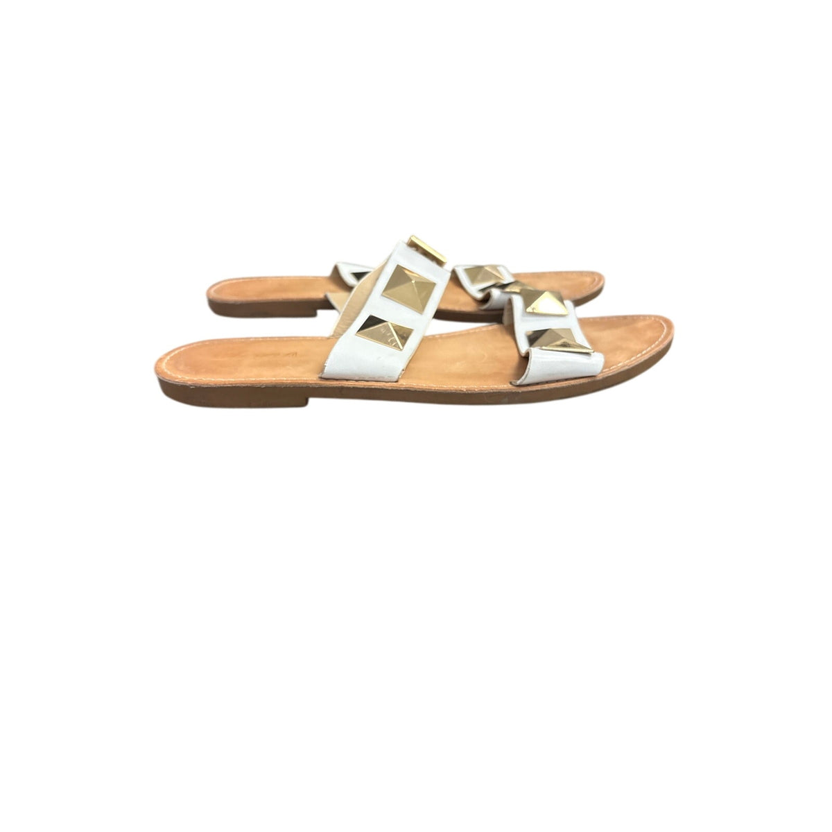 Soda White Gold Stud Slides Sz 10