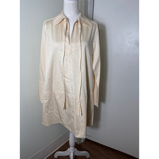 NWT Rebecca Taylor Ivory Heavy Cotton Shirt Dress Sz S