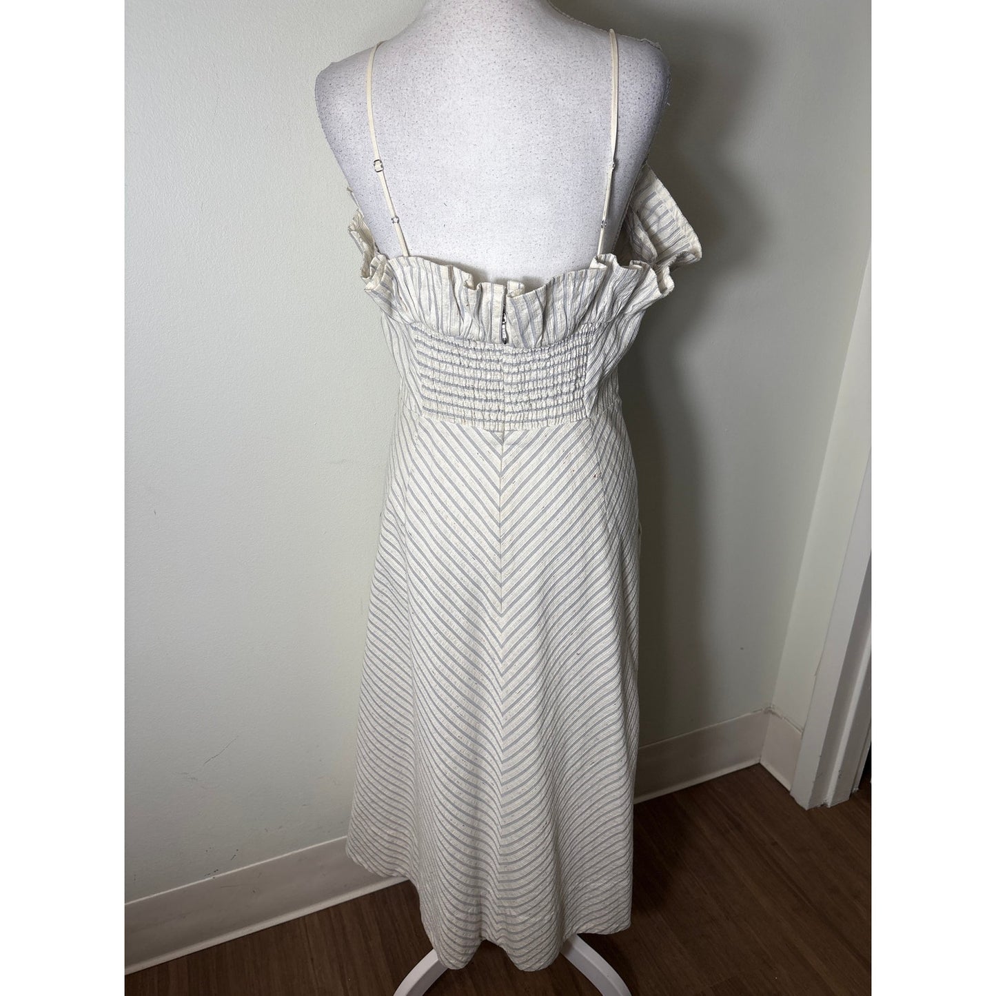 Rebecca Taylor Blue and White Spaghetti Strap Maxi Dress Sz 6