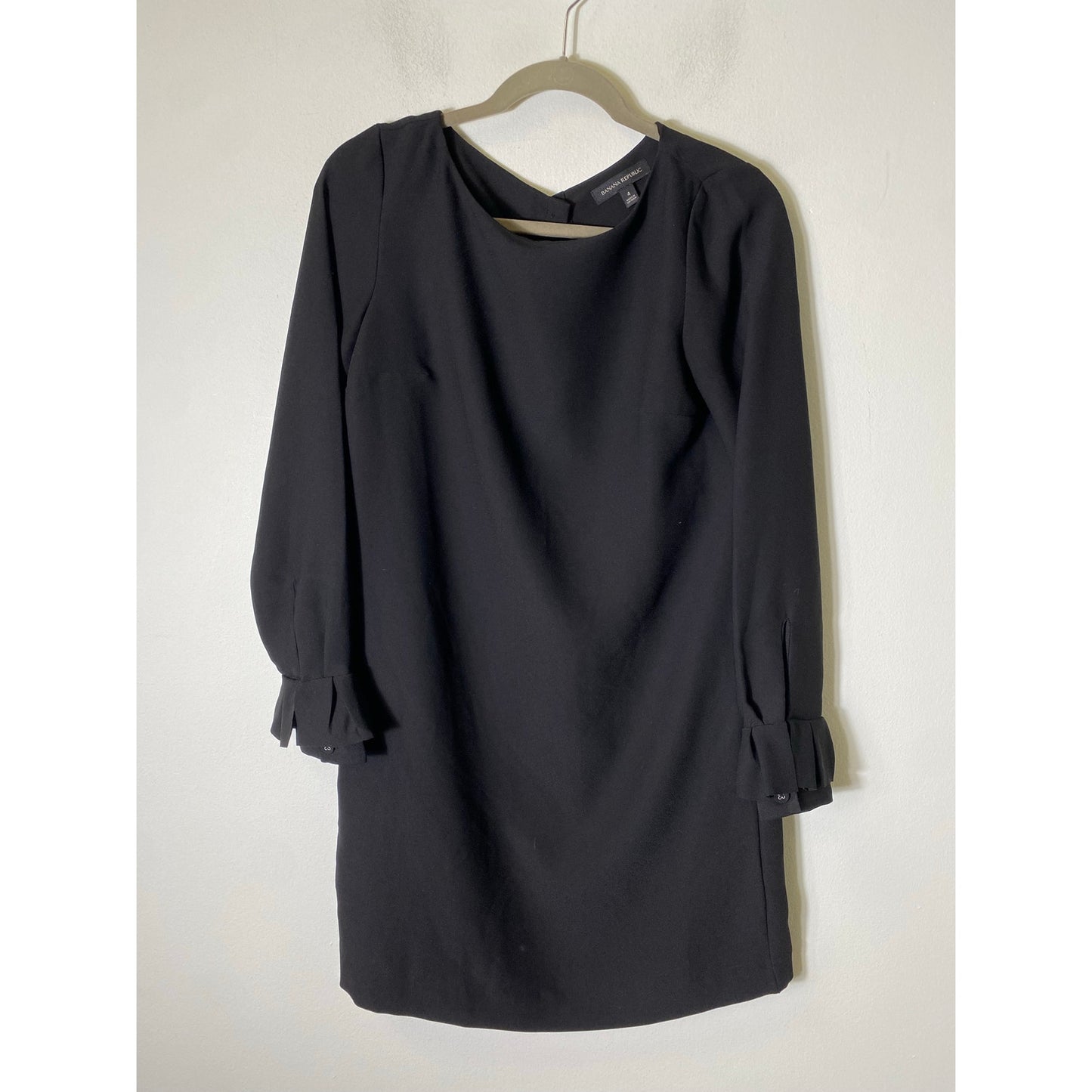 Banana Republic Black Long Sleeve Knee Length Button Up Dress Sz 4