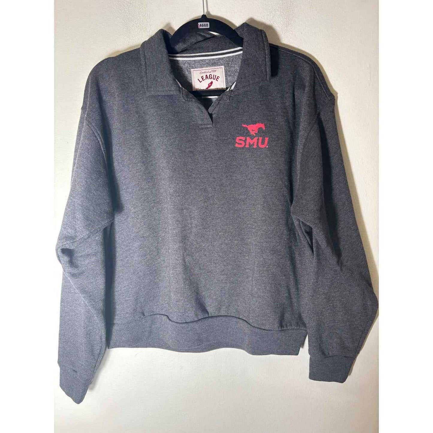League 91 SMU Gray Fleece Pullover Sz L