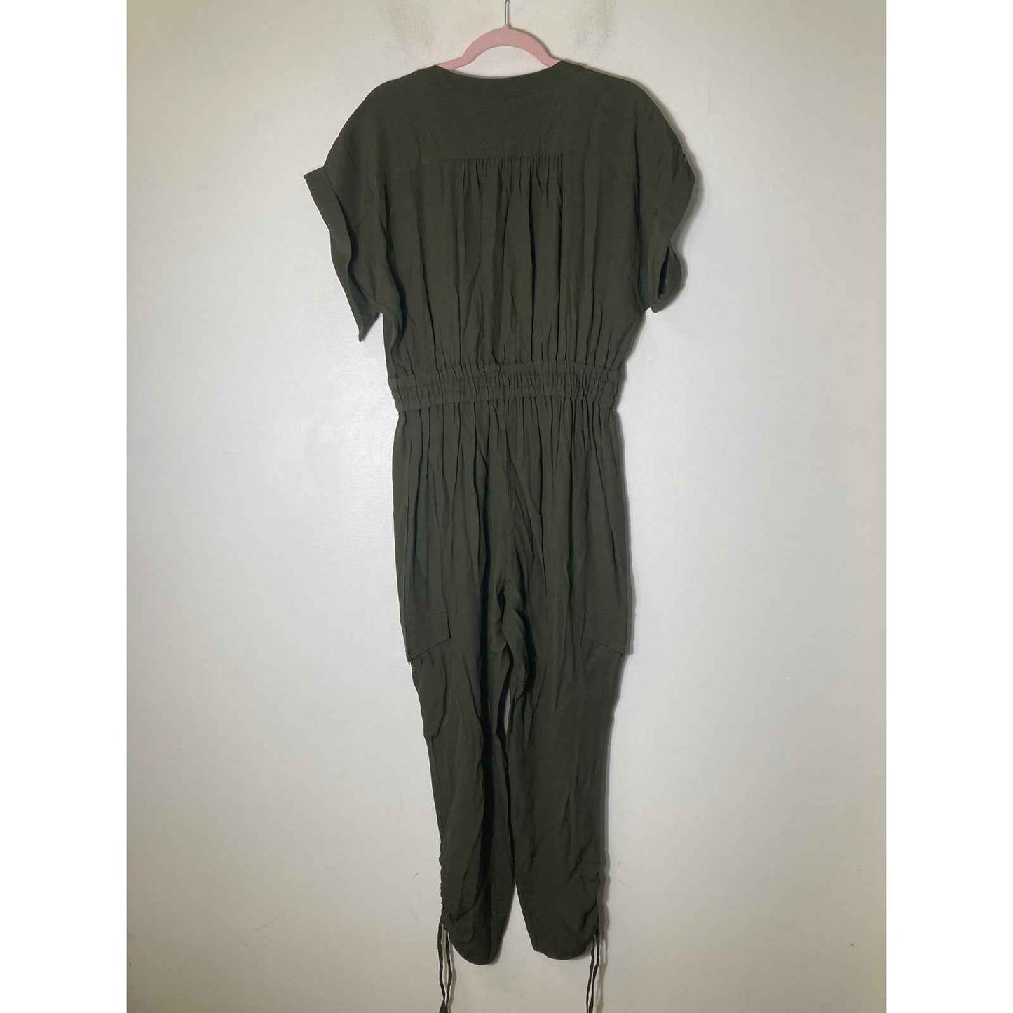 Parker Hunter Green Short Sleeve Cargo Style Viscose Jumpsuit Sz 8