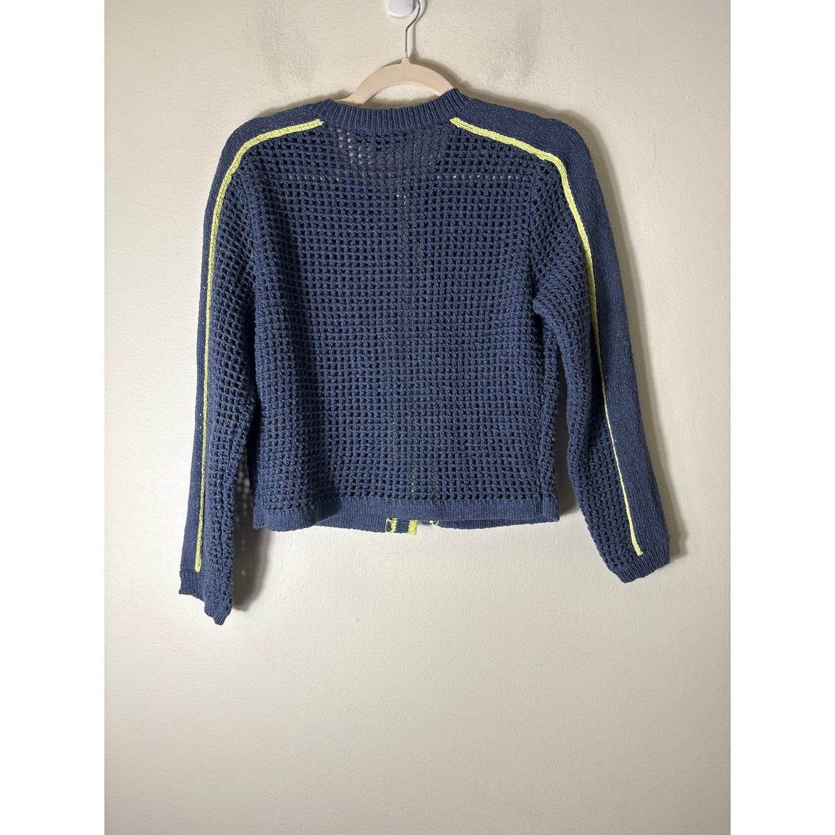 Central Park West Blue and Neon Cardigan Sweater Sz S