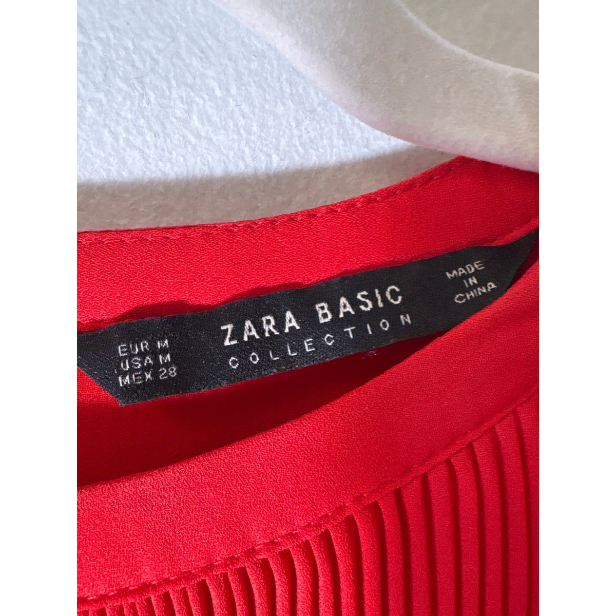 Zara Orangy Red Long Wide Sleeve Pleated Knee Length Dress Sz M