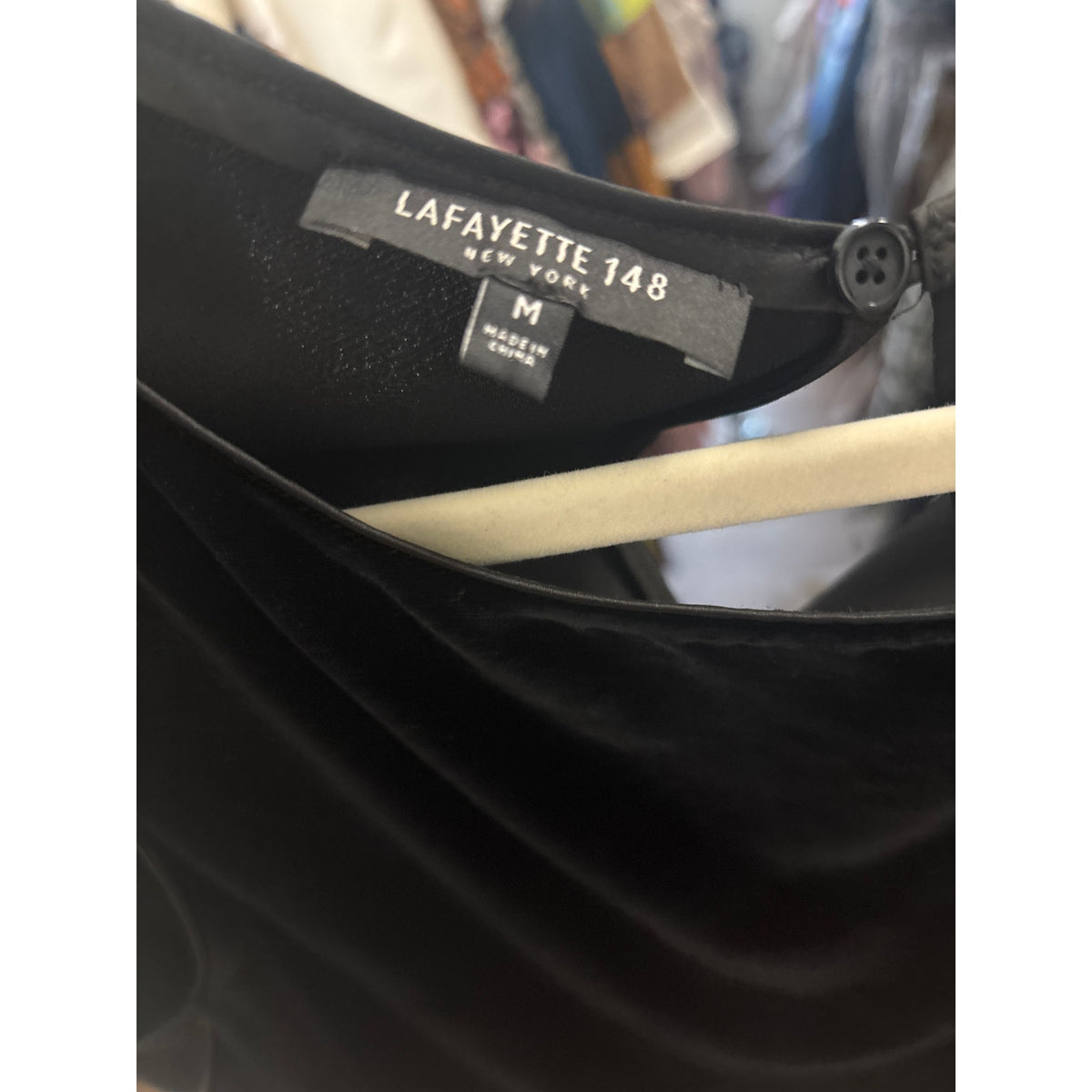 Lafayette Black Front Velvet Sleeveless Top Sz M