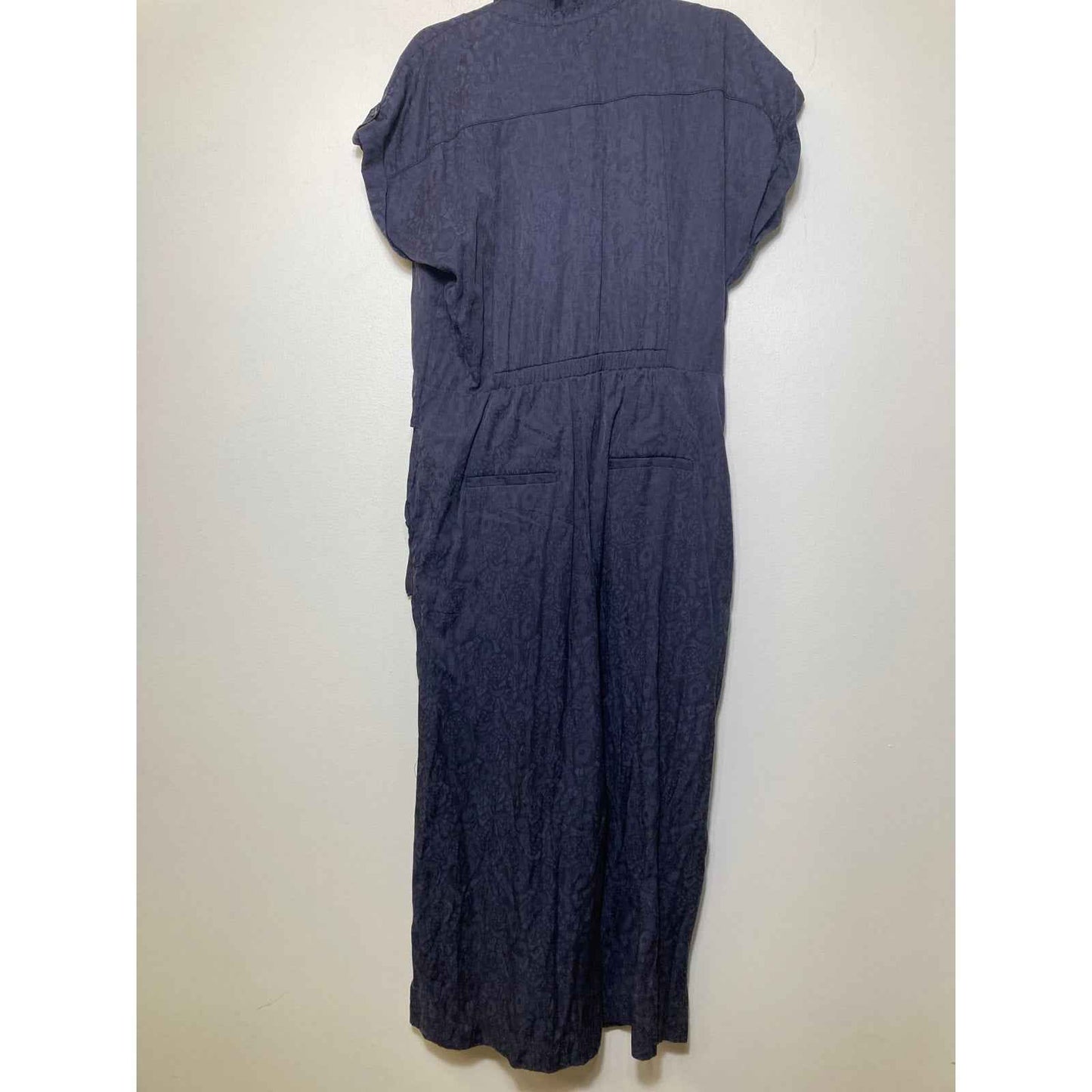 Anthropologie Navy Jacquard Print Jumpsuit Sz 15
