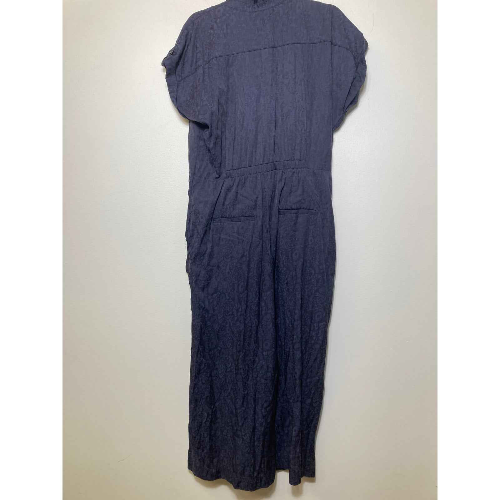 Anthropologie Navy Jacquard Print Jumpsuit Sz 15