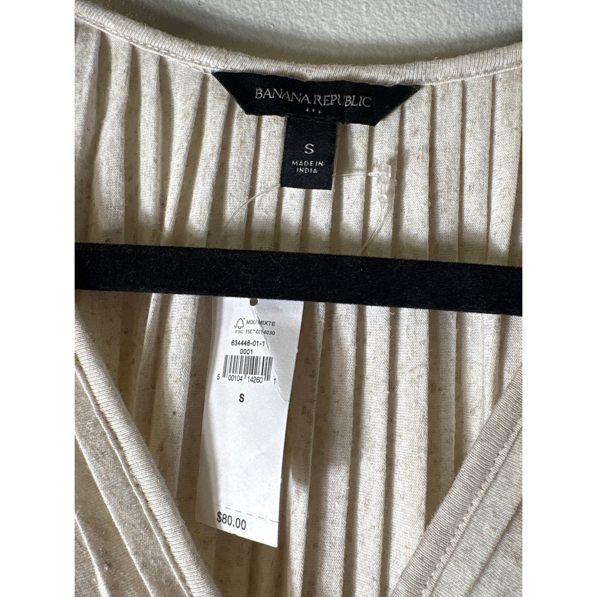 NWT Banana Republic Gray Speckled Pleated Cotton Tee Top Sz S
