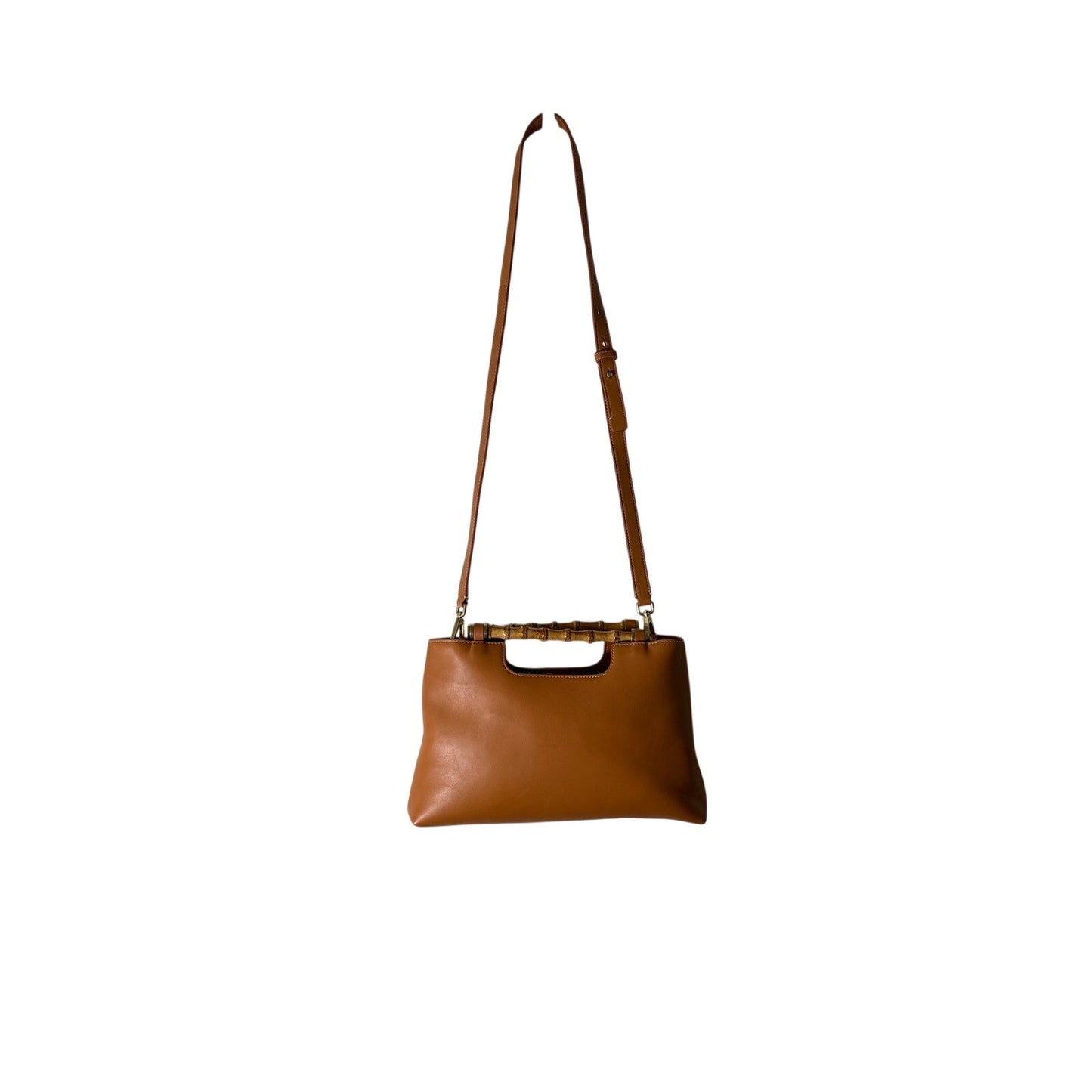 J. McLaughlin Dark Orange Folly Leather Purse with Bamboo Handles