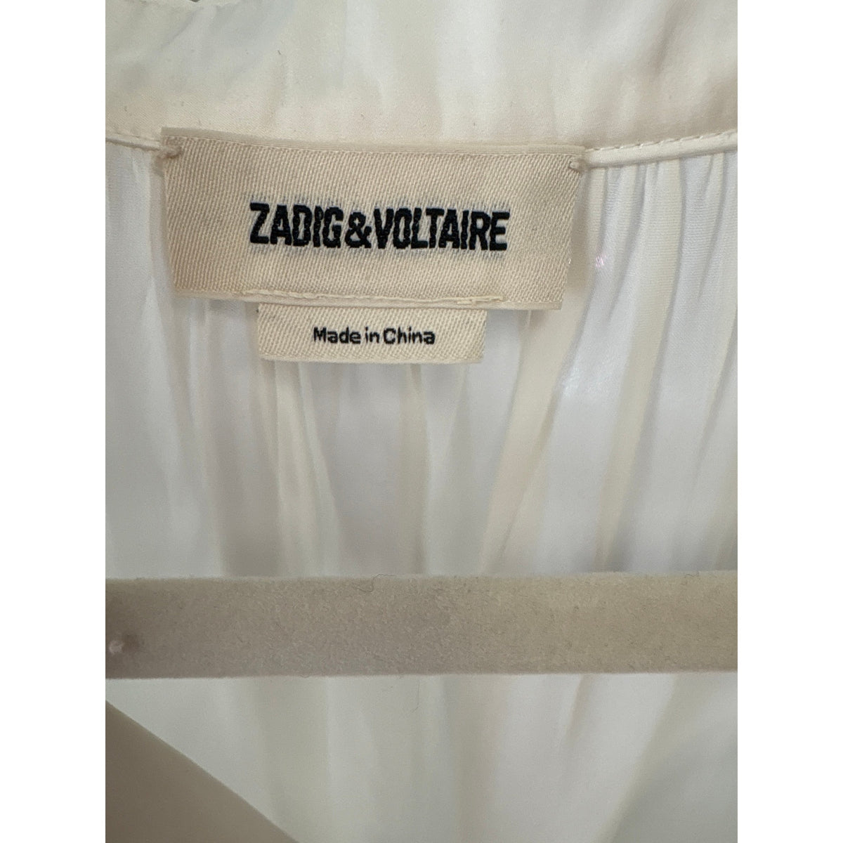 Zadig&Voltaire White Long Sleeve V Neck Shirt Sz M