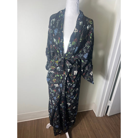 NWT Ailanto Black Botanical Silk Wrap Dress Sz 38