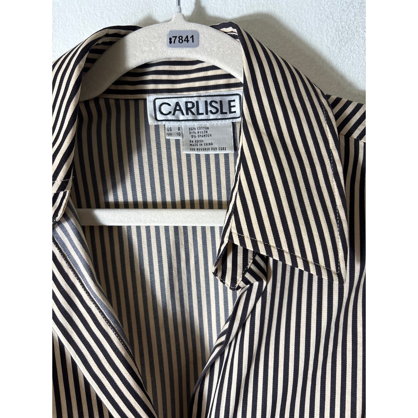 Carlisle Brown and Cream Striped Shirt Sz 8